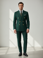 Tropical Deep Forest Green Double-Breasted Suit