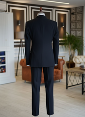 Tropical Deep Navy Double-Breasted Suit