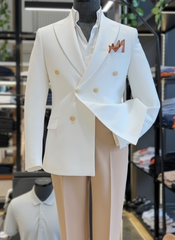 Tropical Ivory White Double-Breasted Suit