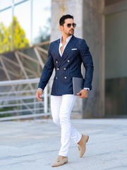 Italian Dark Blue Double-Breasted