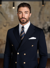 Tropical Navy Dark Blue Double-Breasted