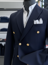 Tropical Navy Blue Double-Breasted