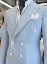 Italian Sky Blue Double-Breasted