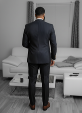 Italian Black Strip Double-Breasted Suit