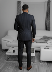 Italian Black Strip Double-Breasted Suit