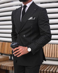 Italian Executive Black Pinstripe Suit