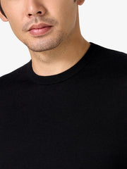 Men’s Black Merino Wool Crew Neck T-Shirt | Maison Sartoria