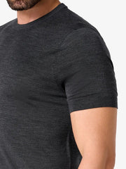 Men’s Charcoal Merino Wool Crew Neck T-Shirt | Maison Sartoria
