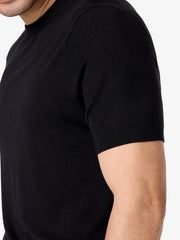 Men’s Black Merino Wool Crew Neck T-Shirt | Maison Sartoria