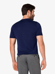 Men’s Navy Blue Merino Wool Crew Neck T-Shirt | Maison Sartoria