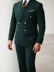 Tropical Deep Forest Green Double-Breasted Suit