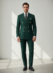 Tropical Deep Forest Green Double-Breasted Suit