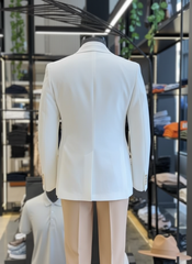 Tropical Ivory White Double-Breasted Suit