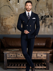 Tropical Navy Dark Blue Double-Breasted