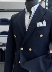 Tropical Navy Blue Double-Breasted