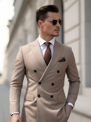 Tropical Sand Beige Double-Breasted Suit