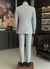 Italian Light Grey Strip Double-Breasted Suit