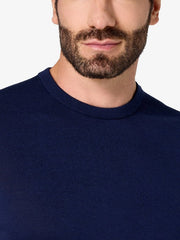 Men’s Navy Blue Merino Wool Crew Neck T-Shirt | Maison Sartoria
