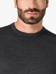 Men’s Charcoal Merino Wool Crew Neck T-Shirt | Maison Sartoria