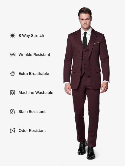 Burgundy Custom 3-Piece Tailored Suit