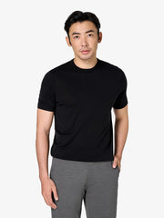Men’s Black Merino Wool Crew Neck T-Shirt | Maison Sartoria