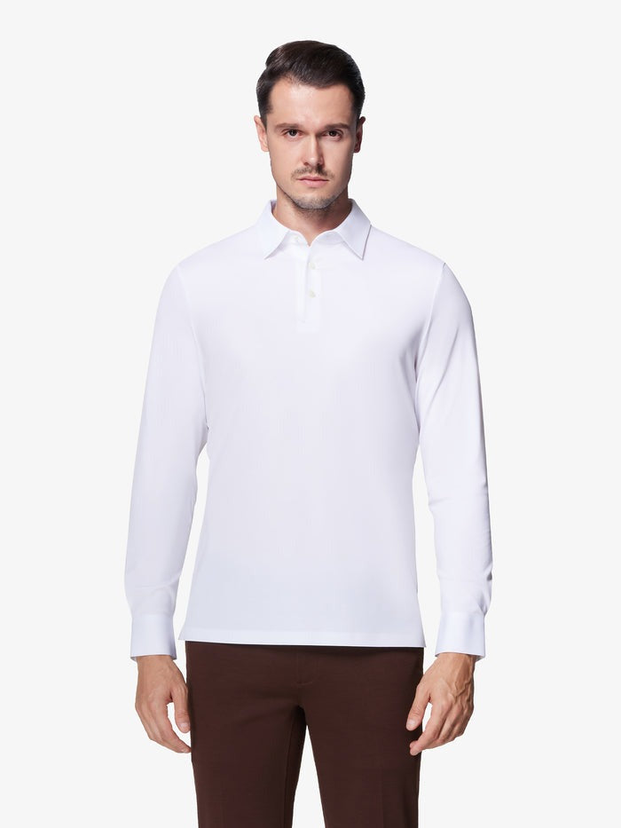 White Full-Sleeve Polo Shirt