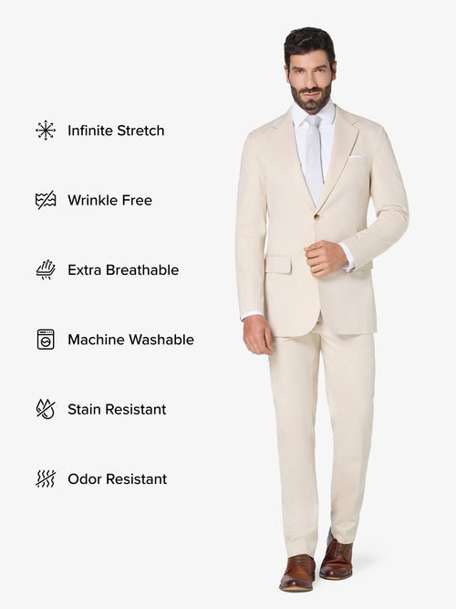 Beige Custom 2-Piece Tailored Suit