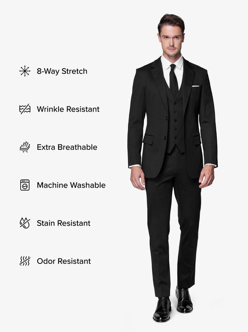 Black Custom 3-Piece Tailored Suit